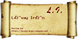 Lévay Irén névjegykártya